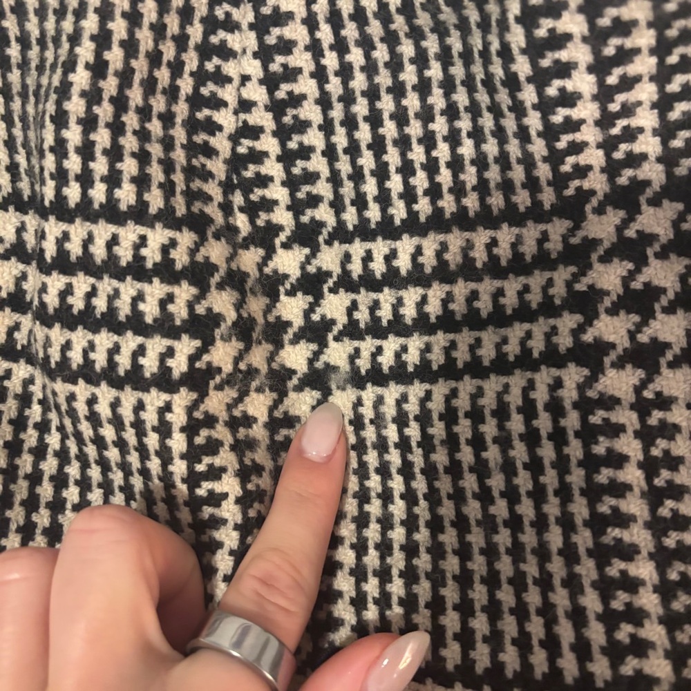 Banana republic wool cashmere pencil skirt houndstooth black and cream high rise - Picture 10 of 14